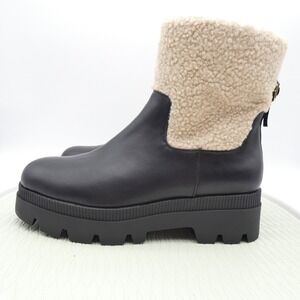 Jessica Simpson Ulalie Black Fur Platform Lug Sole Ankle Boots JS-ULALIE 12M